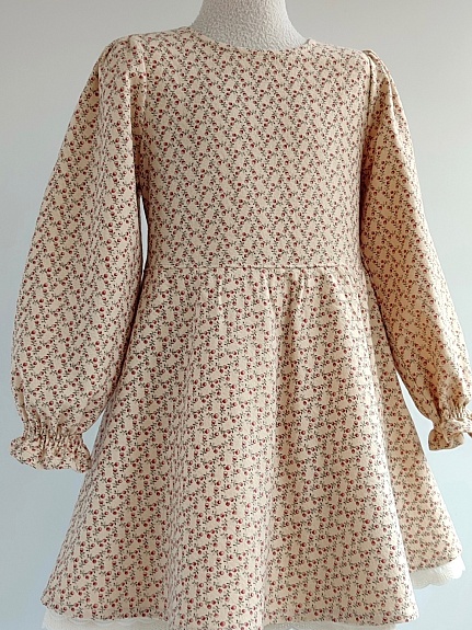 Детское платье из теплого хлопка "Винтажная брусничка"