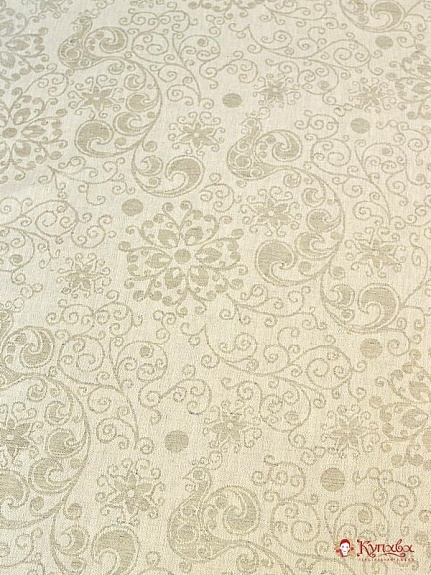 Полульняной жаккард "Кружевная" цв.суровый, ш.1.6м, лен-50%, хлопок-50%, 200гр/м.кв