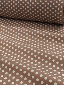 Бязь "Белый горох (7мм) на кофейно-пепельном", ш.1.5м, хлопок-100%, 120гр/м.кв