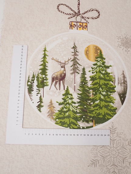 Рогожка "Время сказки" цв.бежевый, ш.1.5м, хлопок-100%, 150гр/м.кв, раппорт 64см