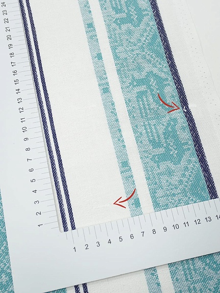 Холст полотенечный жаккард "Вышивка" цв.мятно-бирюзовый, ш.0.5м, лен-30%, хлопок-70%, 210гр/м.кв