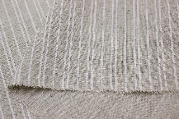 Полулен "Белые полоски" (на т.суровом), ш.1.5м, лен-30%, хлопок-70%, 140гр/м.кв