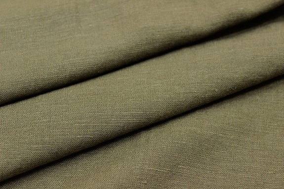 Лен с вискозой с эффектом мятости цв.Дымчато-зеленый хаки-2, СОРТ2, ш.1.45м, лен-53%,вискоза-47%