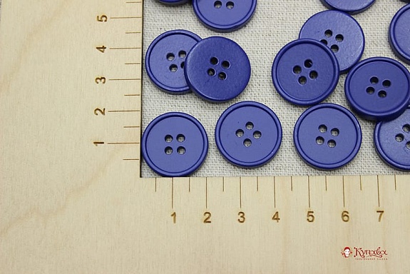 Пуговица пластмасса, цв.темно-васильковый, 20мм, 4 отверстия