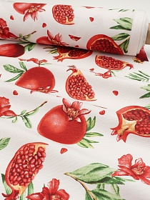 Ткань Дак "Гранаты на белом", ш.1.8м, хлопок-65%, п/э-35%, 210гр/м.кв