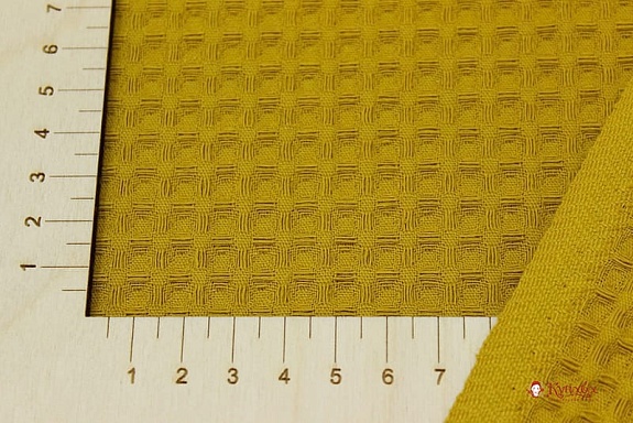 Вафельное премиум-полотно "Italy" цв.Горчичный, ш.1.3м, хлопок-100%, 240гр/м.кв