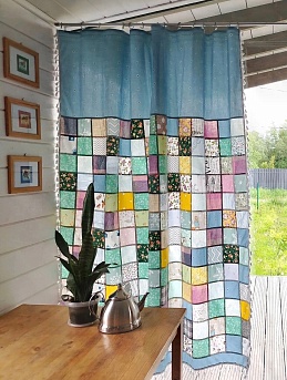 Лоскутное одеяло из сатина и вареного хлопка