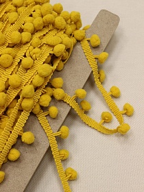 Тесьма "Помпоны" цв.светло-горчичный, шир.тесьмы без помпона-8мм; помпон Ø-11мм, п/э-100%