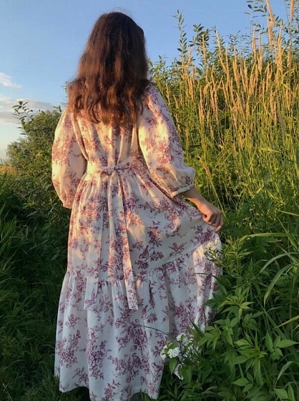 Платье из полульна "Райские птицы"