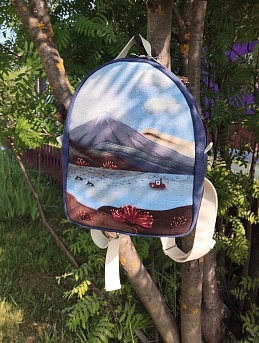 Рюкзак в технике пэчворк с росписью