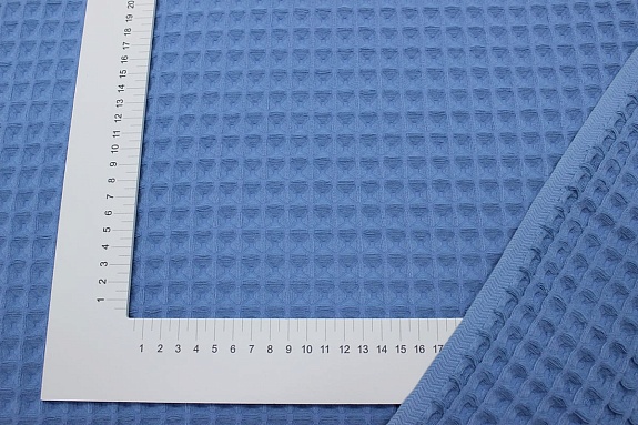 Вафельное премиум-полотно "Бохо" цв.темный винтажно-голубой, ш.1.5м, хлопок-100%, 240гр/м.кв