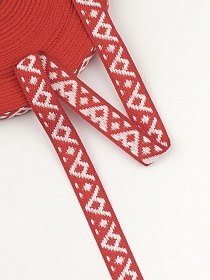 Жак.лента 18мм Славянский оберег "Половина засеянного поля" цв.т.красный/белый