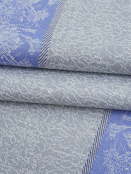 Холст полотенечный жаккард "Букет ромашек" цв.голубая сирень, ш.0.5м, лен-30%, хл-70%, 210гр/кв.м