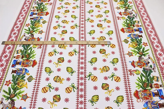 Рогожка "Рождественская сказка" цв.белый, ш.1.5м, хлопок-100%, 160гр/м.кв