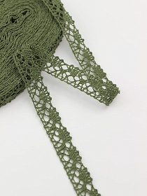 Кружево цв.темный хаки, ш.15мм, хлопок-90%, п/э-10%, 10м, рис.016/32