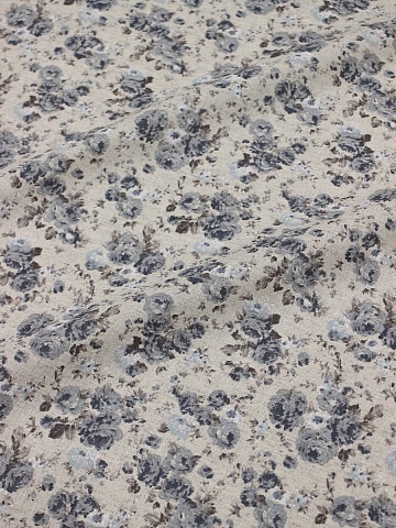 Полулен "Серо-голубые розочки" (на т.суровом), ш.1.5м, хлопок-70%, лен-30%, 140гр/м.кв