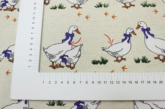 Полулен "Гуси" (на суровом), СОРТ2,  ш.1.5м, лен-30%, хлопок-70%, 147гр/м