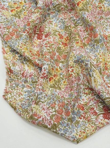 Штапель "Полевое изобилие" цв.терракотовый, ш.1.45м, вискоза-100%, 110гр/м.кв