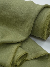 Лен костюмный с эффектом мятости цв.Светло-зеленый хаки, ш.1.45м, лен-100%, 190гр/м.кв