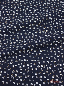 Теплый хлопок "Мелкие белые листочки на чернильно-синем", ш.1.5м, хлопок-100%, 160гр/м.кв