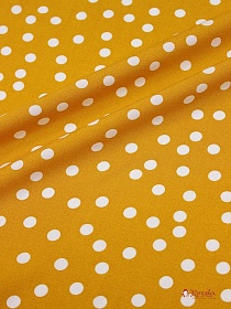 Штапель "Россыпь среднего гороха-2 на ярко-горчичном", ш.1.44м, вискоза-100%, 100гр/м.кв