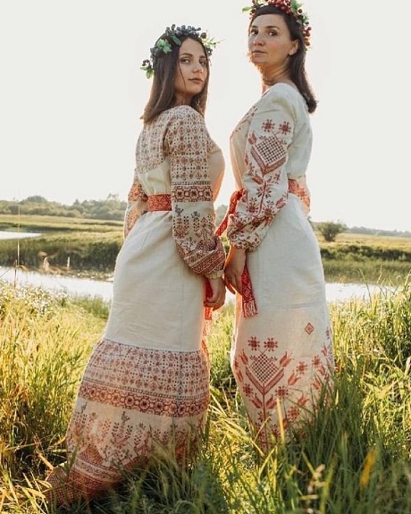 Платье русский стиль из полульна "Макошь"