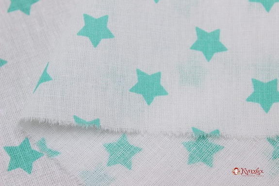 Поплин "Мелкие мятные звезды", ш.1.5м, хлопок-100%,115гр/м.кв