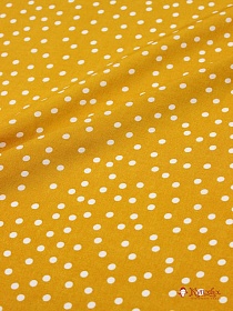 Мерный лоску (ткань в отрезах) Штапель "Россыпь белого гороха (4мм)" цв.горчичный, ш.1.44м, вискоза-100%, 110гр/м.кв