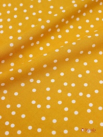 Мерный лоскут (тканьв отрезах) Штапель "Россыпь белого гороха (4мм)" цв.горчичный-2, СОРТ2, ш.1.44м, вискоза-100%, 90гр/м.кв