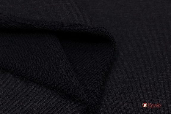 Футер-петля диагональ 3-х нит. цв.Черный графит (меланж) с лиловым оттенком, ш.1.95м, Карде