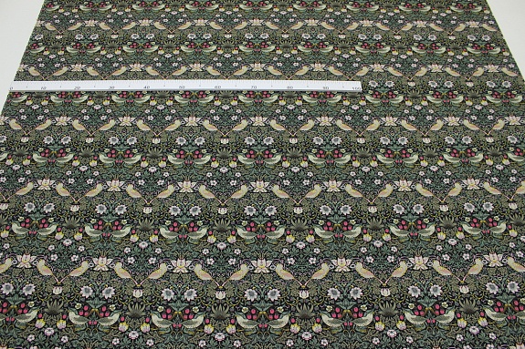 Интерьерный хлопок "Райские птички" цв.черный, ш.1.5м, хлопок-100%, 250гр/м.кв