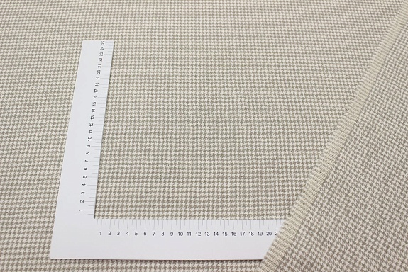Лен костюмный с умягчением "Гусиная лапка" цв.бежевый/молочный, ш.1.45м, лен-100%, 350гр/м.кв