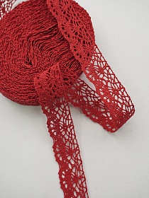 Кружево цв.красный, ш.25мм, хлопок-90%, п/э-10%, 10м, рис.044/16