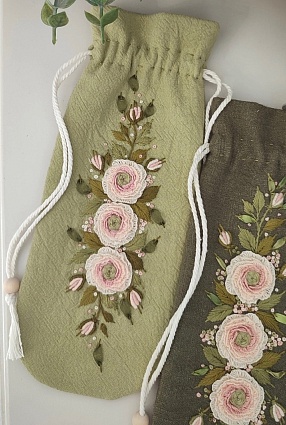 Очечники с вышивкой из крапивы Рами (Ramie) с хлопком и крапивы Рами (Ramie)-диагональ