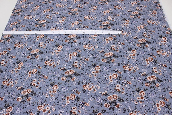 Штапель "Цветочный фокстрот" цв.серо-голубая дымка, ш.1.44м, вискоза-100%, 90гр/м.кв