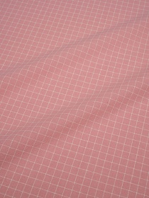 Вареный (стираный) хлопок "Белая клетка (0.8*0.8см) на коралловом св.розовом", ш.2.5м, хл-100%