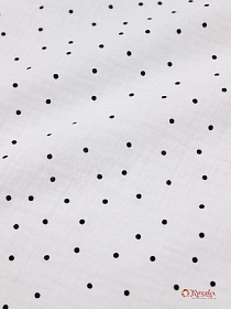 Муслин двухслойный с эф.жатости "Россыпь черного гороха (4мм) на белом", ш.1.4м, хл-100%, 115гр/м.кв