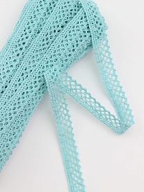 Кружево цв.нежно-бирюзовый с мятным оттенком, ш.10мм, хлопок-90%, п/э-10%, 10м