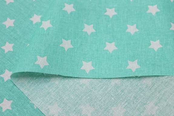 Поплин "Мелкие звезды на мятном", СОРТ2, ш.1.5м, хл-100%, 115гр/м.кв