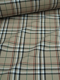 Фуле "Клетка" цв.песочно-кофейный/бело-черный, ш.1.45м, хлопок-100%, 140гр/м.кв