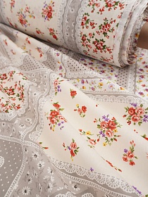 Поплин "Платочный пэчворк - цветы", (комп), СОРТ2, ш.2.2м, хлопок-100%, 110гр/м.кв