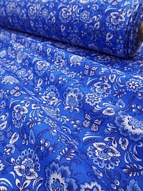 Бязь "Гжель на синем", ш.1.5м, хлопок-100%, 120гр/м.кв