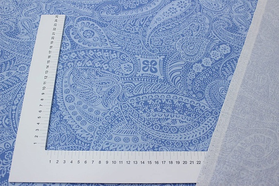 Бязь "Восточное пейсли" цв.голубой, ГОСТ, ш.2.2м, хлопок-100%, 142гр/м.кв