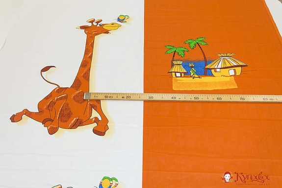 Ситец Жираф и туземец (раппорт 1м)  хлопок-100%, ширина- 1.5м, 95 гр/м.кв.