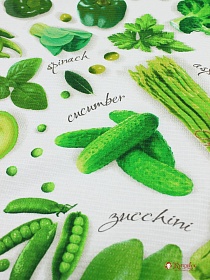 Вафельное полотно (холст) "Овощной микс на белом", ш.0.5м, хлопок-100%, 165гр/м.кв