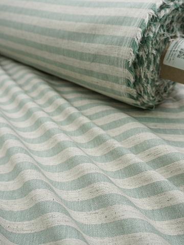 Полульняной перкаль постельный "Полоска (1см*1см)" цв.морозно-зеленый меланж, (комп), ш.2.2м, лен-30%, хлопок-70%, 120гр/м.кв