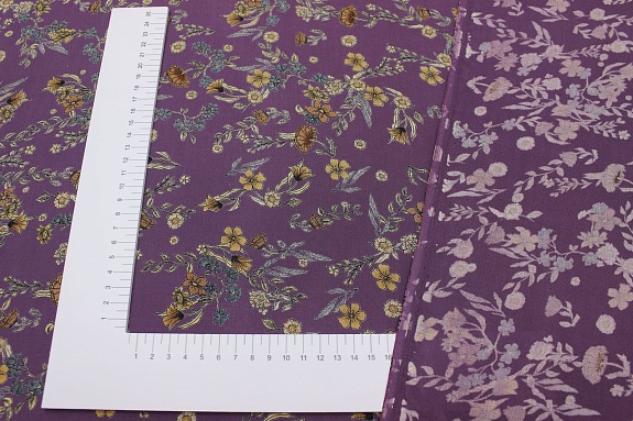 Штапель Премиум "Ариадна" цв.темно-лиловый, ш.1.45м, вискоза-100%, 120гр/м.кв