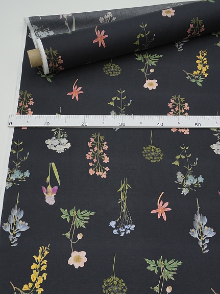 Батист "Полевое соло" цв.черный, ш.1.45м, хлопок-100%, 85гр/м.кв