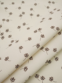 Микровельвет "Россыпь коричневых цветочков" цв.сливочный, ш.1.5м, хл-100%, 150гр/м.кв