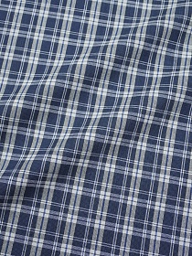 Пестрядь "Двойная клетка" цв.джинсово-синий/св.серый, ш.1.5м, хлопок-100%, 130гр/м.кв